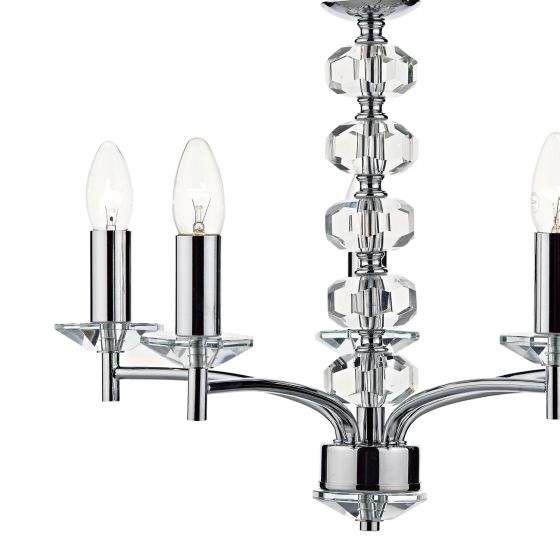 där lighting Oleana 5 Light Pendant Polished Chrome Crystal