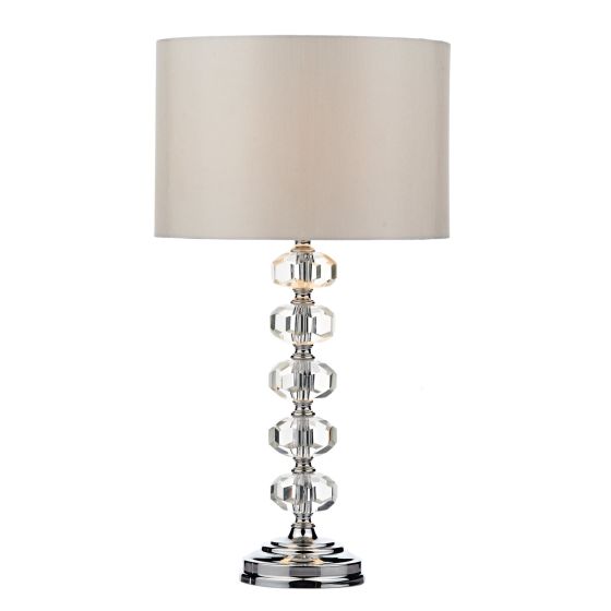 Där Lighting Oleana Table Lamp Polished Chrome Crystal With Shade