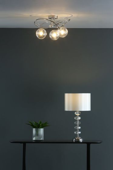 Där Lighting Oleana Table Lamp Polished Chrome Crystal With Shade