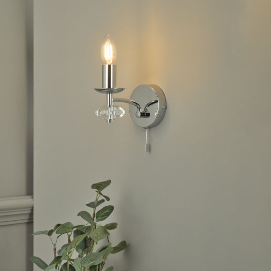 Där Lighting Oleana Wall Light Polished Chrome Crystal