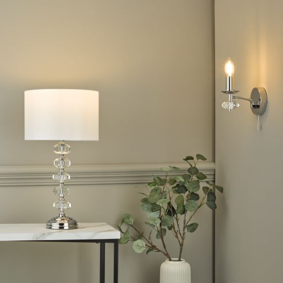 Där Lighting Oleana Wall Light Polished Chrome Crystal