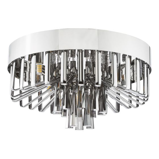 Där Lighting Olin 5 Light Flush Polished Chrome And Smoked Glass