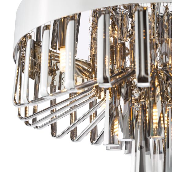 Där Lighting Olin 5 Light Flush Polished Chrome And Smoked Glass