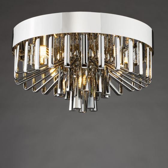 Där Lighting Olin 5 Light Flush Polished Chrome And Smoked Glass