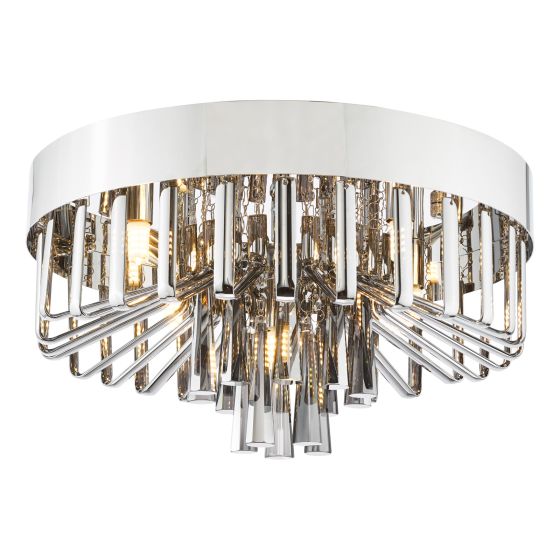 där lighting Olin 5 Light Flush Polished Chrome and Smoked Glass