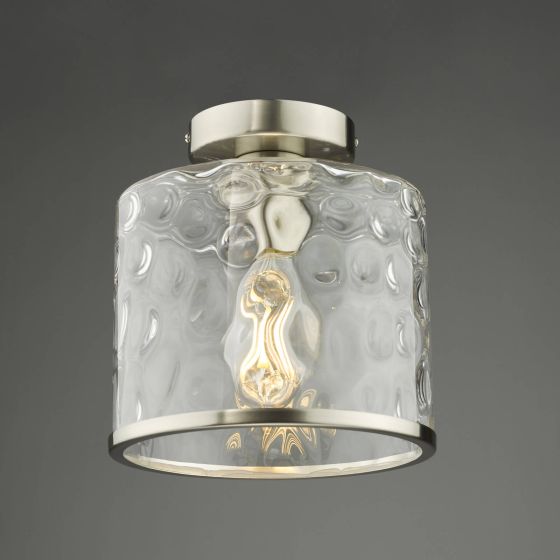 Där Lighting Olsen Semi-Flush Satin Chrome And Glass