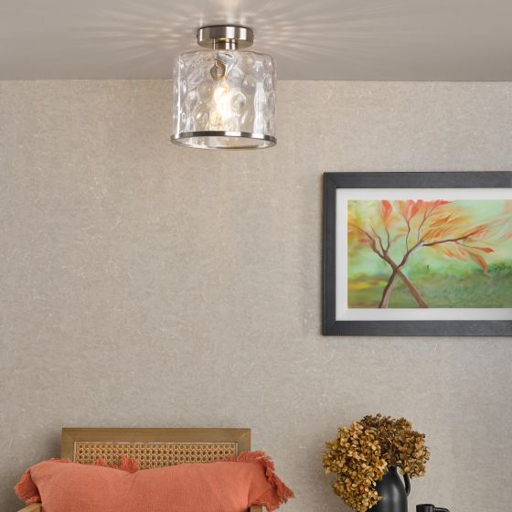 Där Lighting Olsen Semi-Flush Satin Chrome And Glass