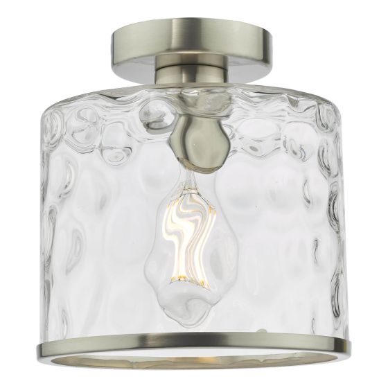 där lighting Olsen Semi-Flush Satin Chrome and Glass