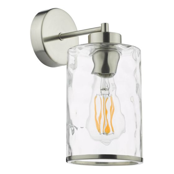 Där Lighting Olsen Wall Light Satin Chrome And Glass