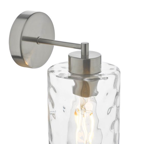 Där Lighting Olsen Wall Light Satin Chrome And Glass
