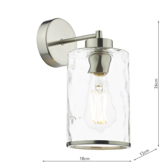 Där Lighting Olsen Wall Light Satin Chrome And Glass