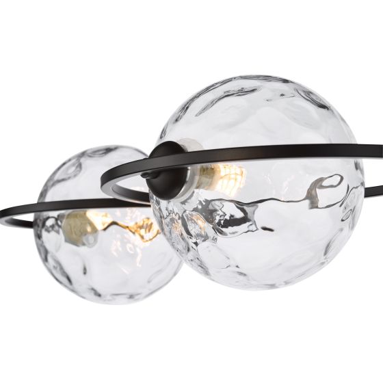 Där Lighting Olympus 4 Light Semi-Flush Matt Black And Clear Dimpled Glass