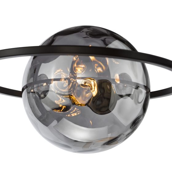 Där Lighting Olympus 4 Light Semi-Flush Matt Black And Smoked Dimpled Glass