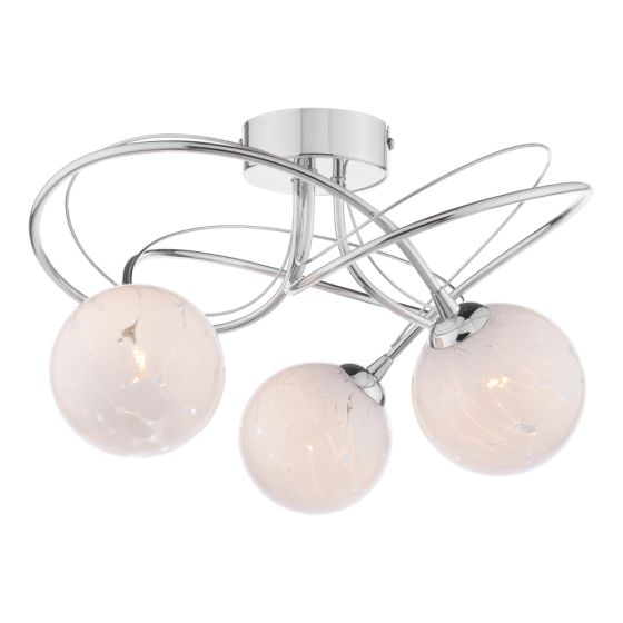 där lighting Onawa 3 Light Semi-Flush Polished Chrome and White Confetti Glass