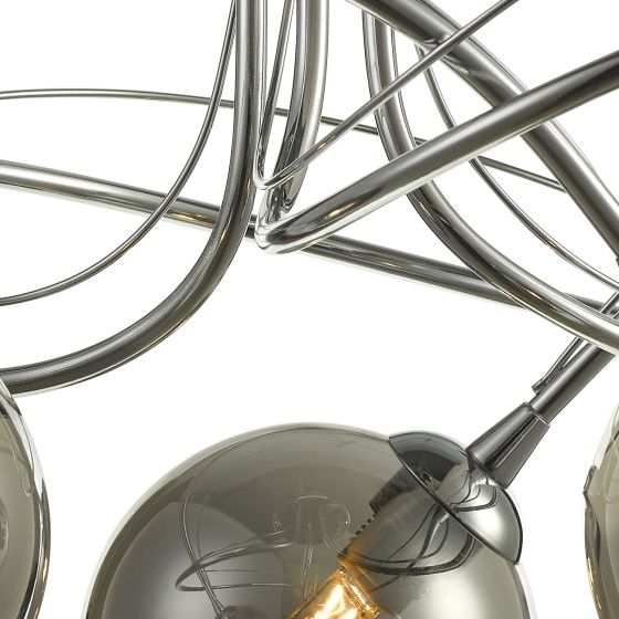 Där Lighting Onawa 3 Light Semi Flush Polished Chrome With Smoked Glass