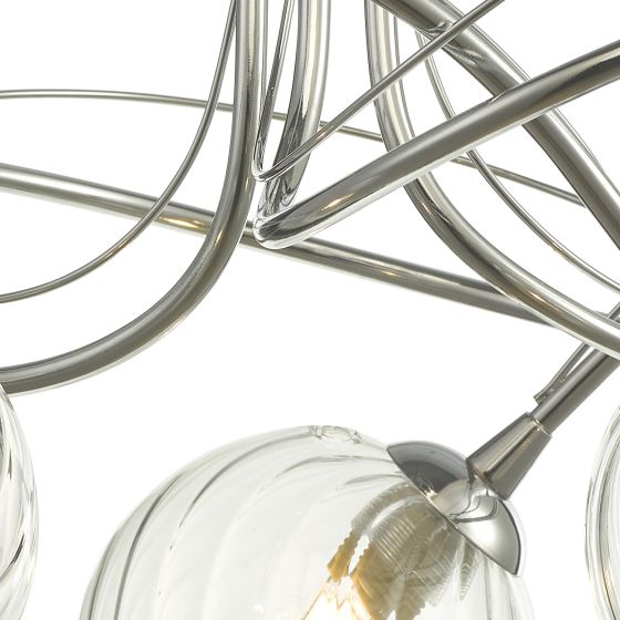 Där Lighting Onawa 3 Light Semi Flush Polished Chrome With Twisted Closed Glass