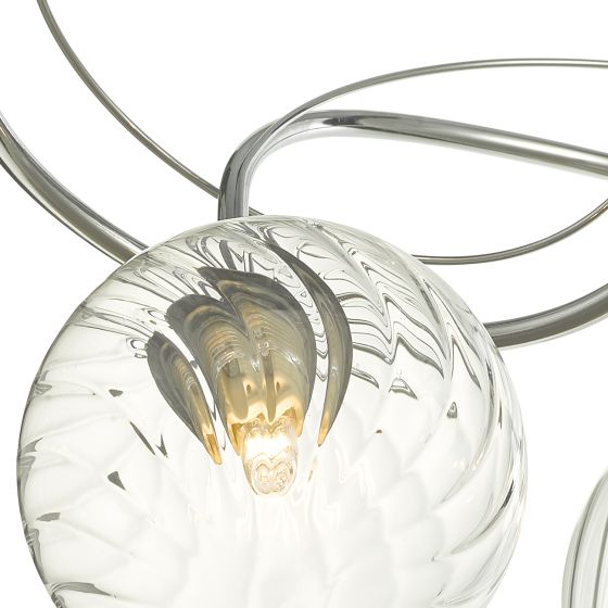 Där Lighting Onawa 3 Light Semi Flush Polished Chrome With Twisted Closed Glass