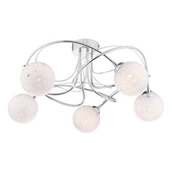 där lighting Onawa 5 Light Semi-Flush Polished Chrome and White Confetti Glass