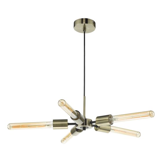Där Lighting Onika 5 Light Pendant Antique Brass Matt Black