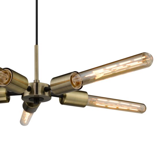 Där Lighting Onika 5 Light Pendant Antique Brass Matt Black