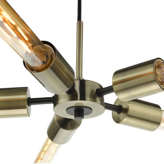 Där Lighting Onika 5 Light Pendant Antique Brass Matt Black