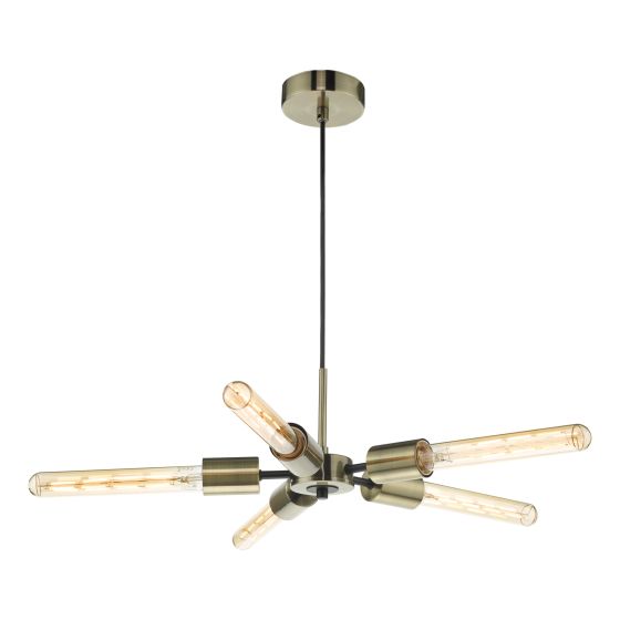 där lighting Onika 5 Light Pendant Antique Brass Matt Black