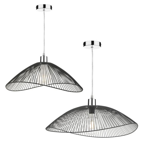 där lighting Onza Wire Easy Fit Pendant Shades Black (Twin Pack)