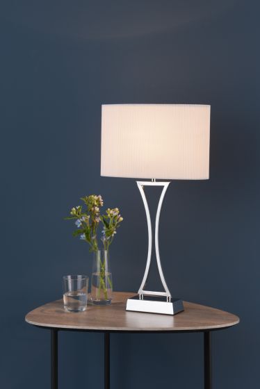 Där Lighting Oporto Table Lamp Polished Chrome With Shade