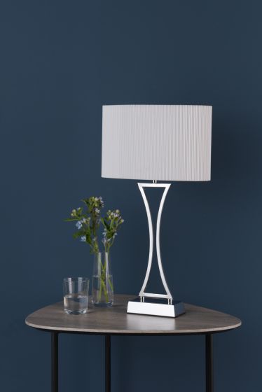 Där Lighting Oporto Table Lamp Polished Chrome With Shade