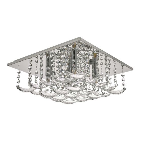 Där Lighting Orella 5 Light Flush Polished Chrome & Crystal
