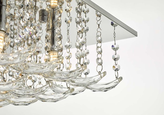 Där Lighting Orella 5 Light Flush Polished Chrome & Crystal