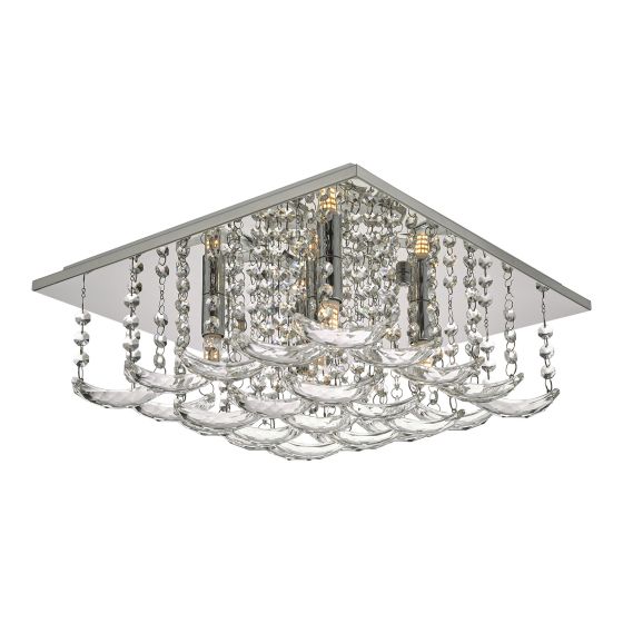 där lighting Orella 5 Light Flush Polished Chrome & Crystal