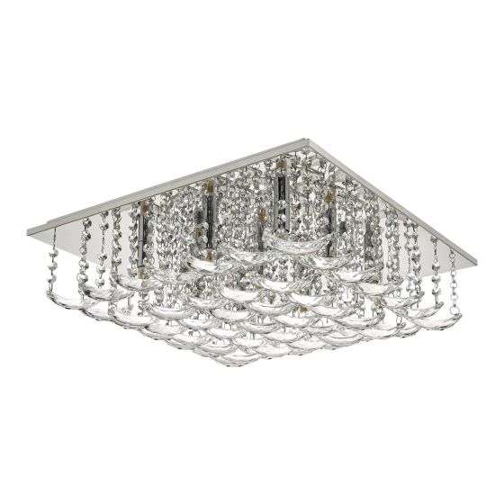 Där Lighting Orella 9 Light Flush Polished Chrome & Crystal