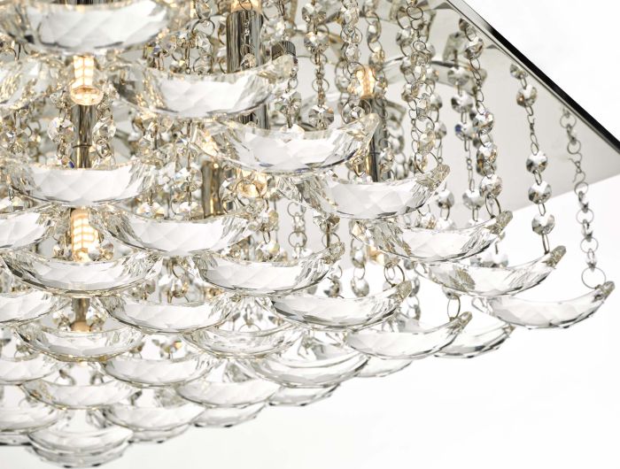 Där Lighting Orella 9 Light Flush Polished Chrome & Crystal
