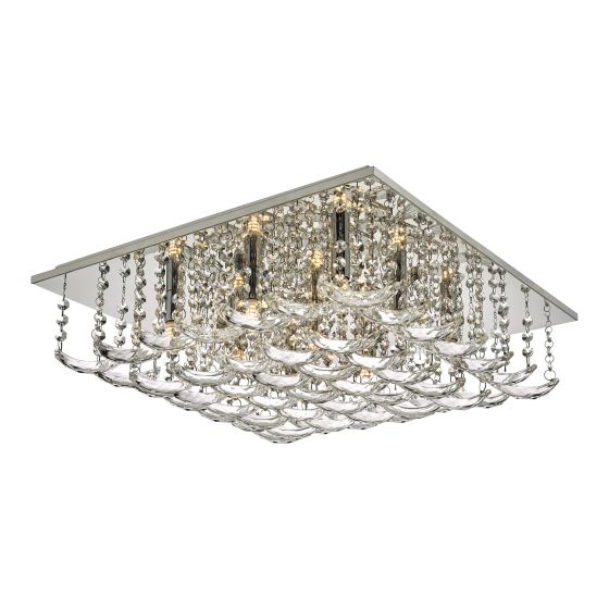 där lighting Orella 9 Light Flush Polished Chrome & Crystal