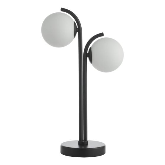 Där Lighting Orlena 2 Light Table Lamp Matt Black And Opal Glass