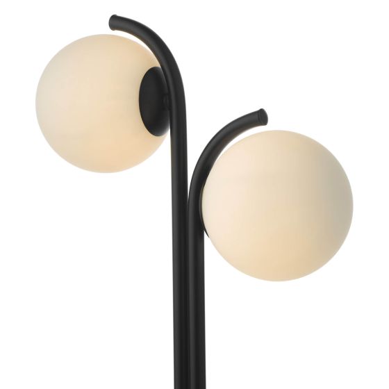 Där Lighting Orlena 2 Light Table Lamp Matt Black And Opal Glass
