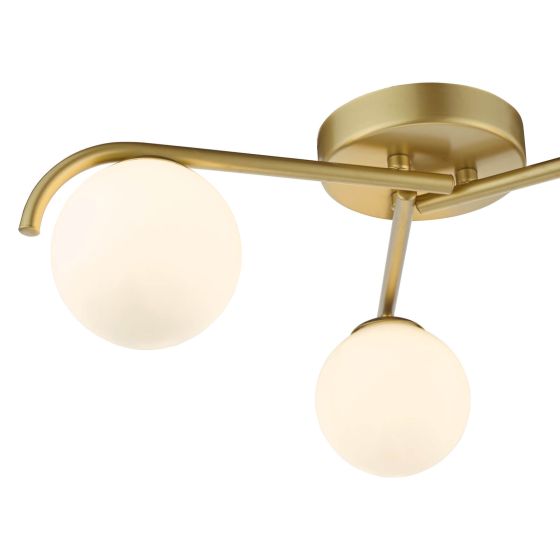 Där Lighting Orlena 3 Light Flush Satin Gold And Opal Glass