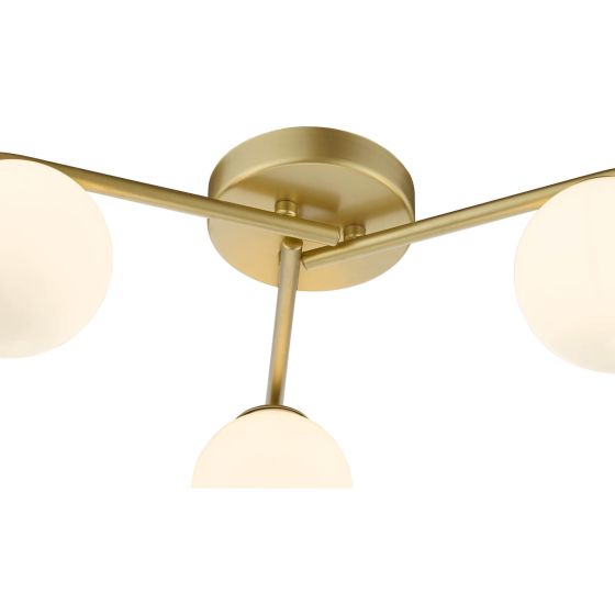Där Lighting Orlena 3 Light Flush Satin Gold And Opal Glass