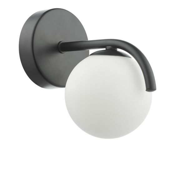 Där Lighting Orlena Wall Light Matt Black And Opal Glass
