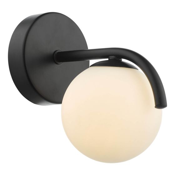 Där Lighting Orlena Wall Light Matt Black And Opal Glass