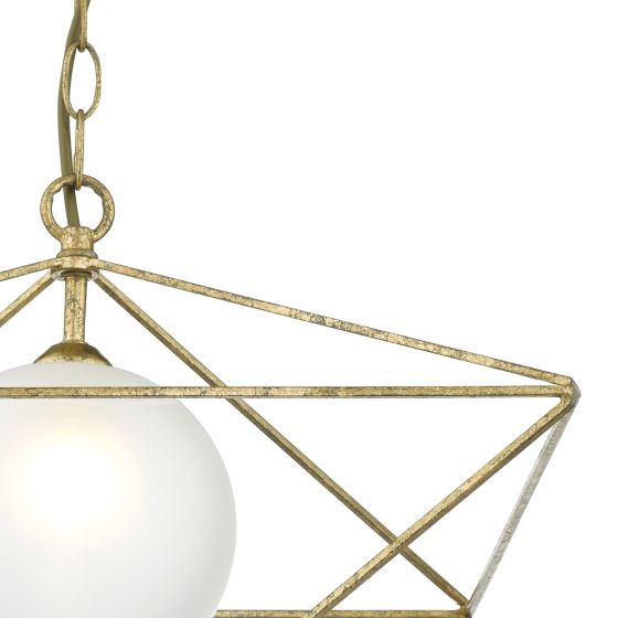 Där Lighting Orsini 1 Light Pendant Antique Gold Opal Glass Shade