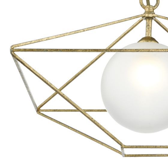 Där Lighting Orsini 1 Light Pendant Antique Gold Opal Glass Shade