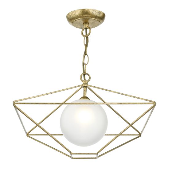 Där Lighting Orsini 1 Light Pendant Antique Gold Opal Glass Shade