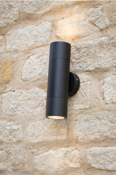 Där Lighting Ortega Outdoor 2 Light Wall Light Matt Black IP65
