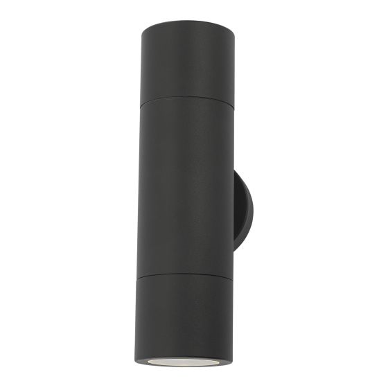 där lighting Ortega Outdoor 2 Light Wall Light Matt Black IP65
