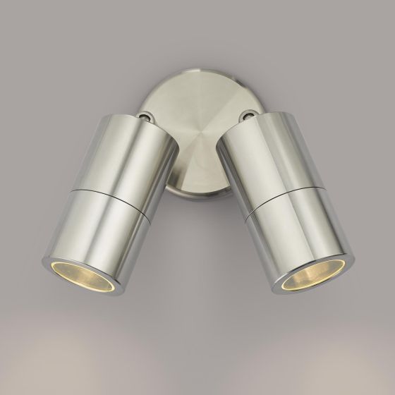 Där Lighting Ortega Outdoor 2 Light Wall Spotlight Aluminium IP65