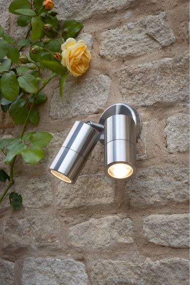 Där Lighting Ortega Outdoor 2 Light Wall Spotlight Aluminium IP65