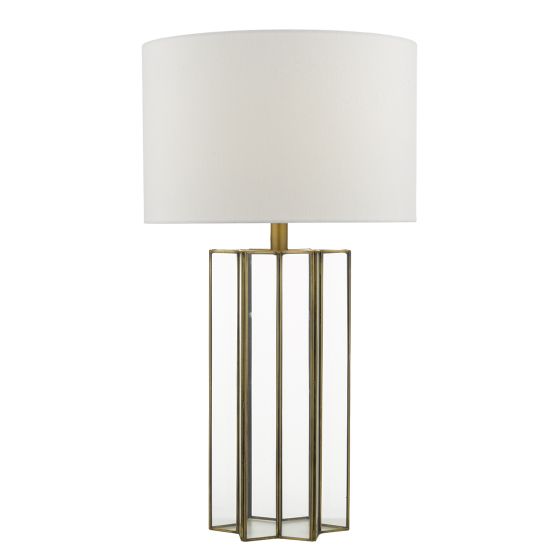 Där Lighting Osuna Table Lamp Natural Brass Glass With Shade