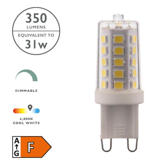 där lighting (Pack of 10) LED G9 Light Bulb (Lamp) 3.5W 350LM 4000K